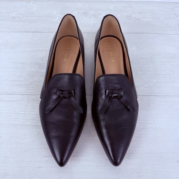 Cole Haan Black Leather Shoes Loafer Size 6B Viola Skimmer Slip On Pointed Toes - Picture 3 of 12